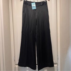 NWT Marciano Silk Wide Leg Pants Trousers Slacks Black Vintage Designer Size 2